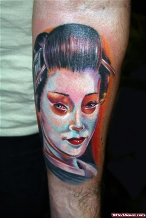 Japanese Geisha Portrait Tattoo