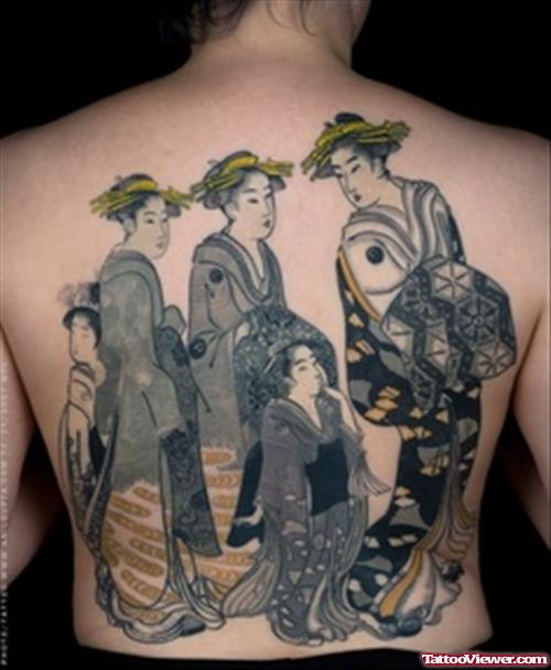 Geisha Tattoos On Back Body