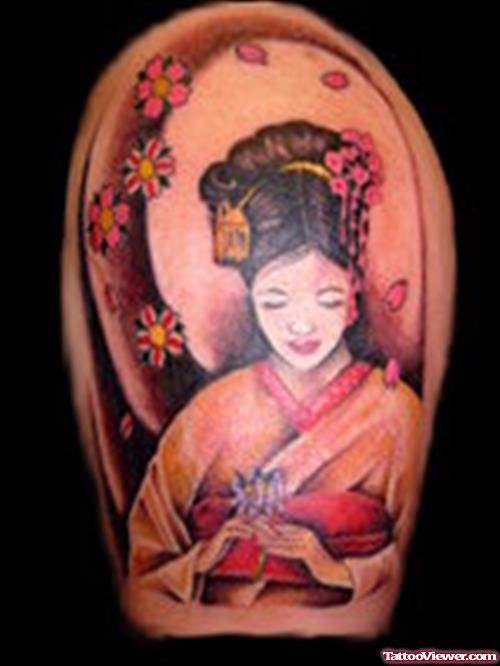 Nice Geisha Tattoo Design