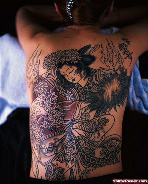 Best Back Body Geisha Tattoo