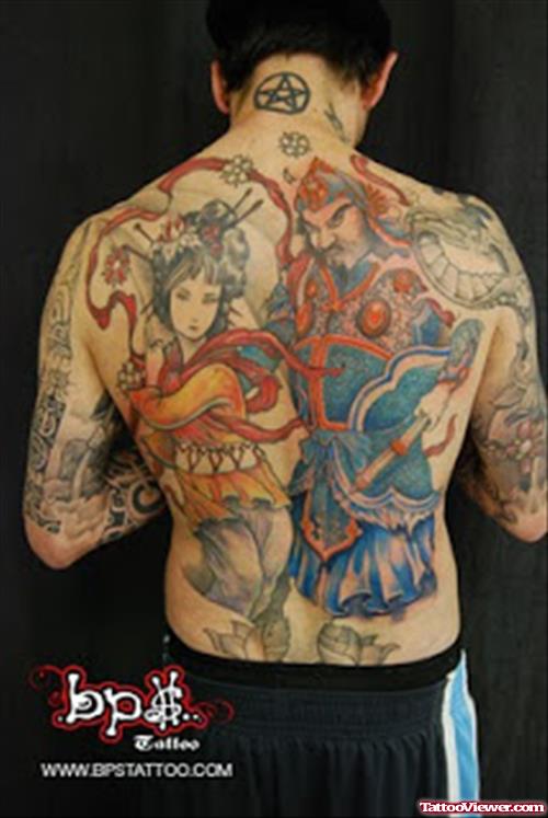 Back Body Japanese Geisha Tattoo