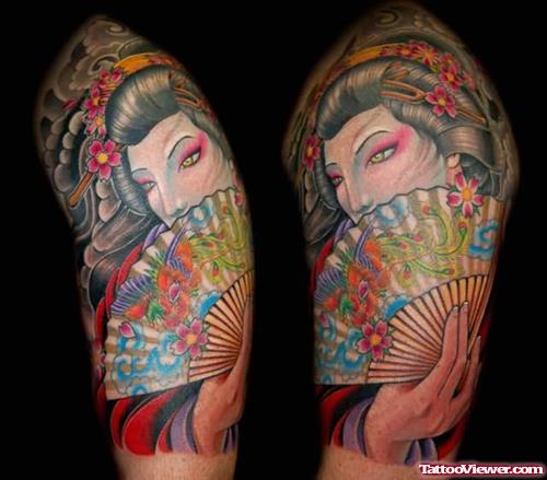 Japanese Geisha Shoulder Tattoo