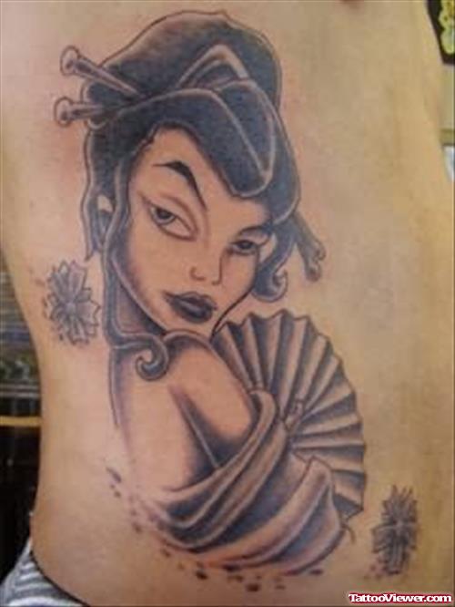 Japanese Geisha Side Body Tattoo