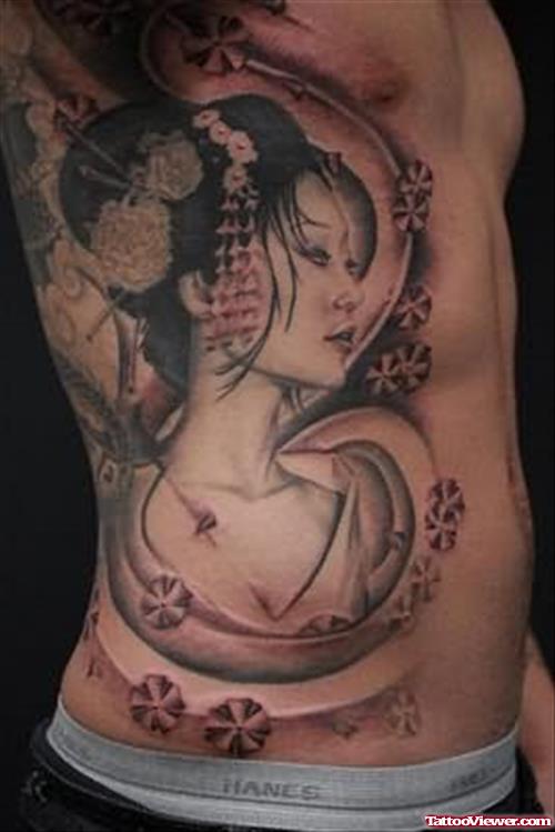 Side Body Geisha Tattoo