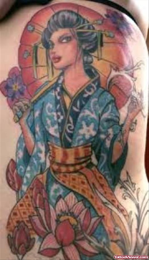 Geisha Rib Side Tattoo