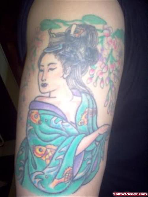 Geisha Thigh Tattoo Design