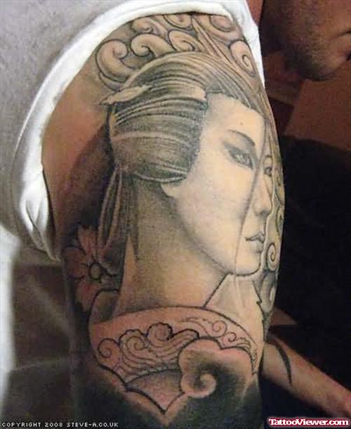 Geisha Big Face Tattoo