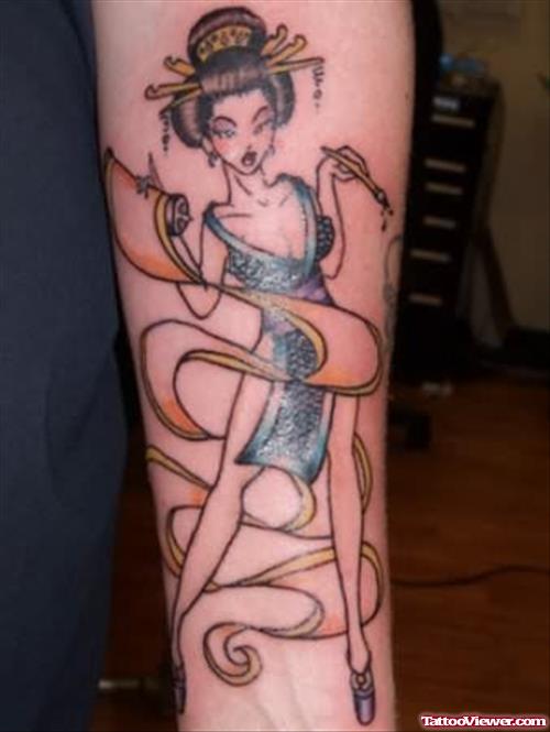 Thin Geisha Girl Tattoo