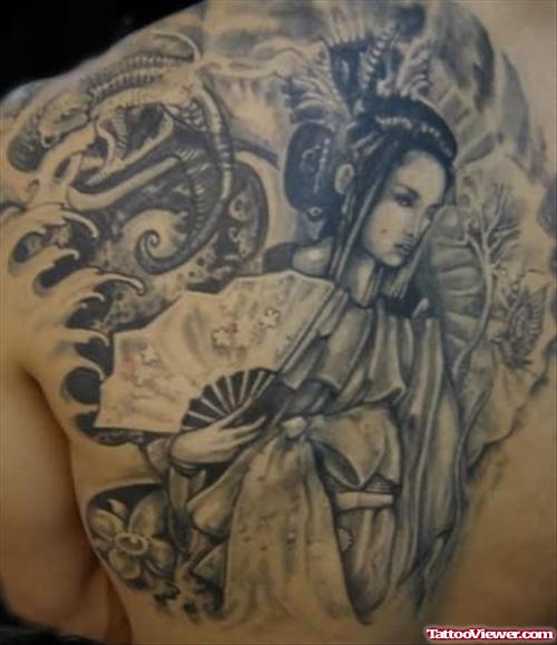 Geisha Girl Tattoo on Back
