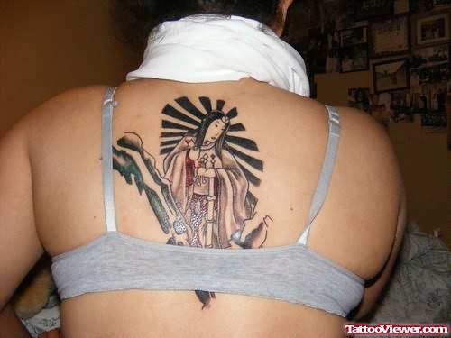 Geisha Tattoo On Upper Back