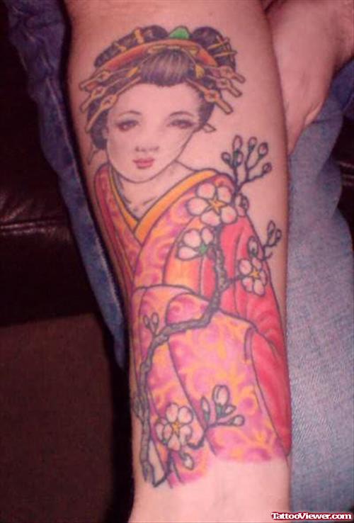 Younger Geisha Girl On Arm