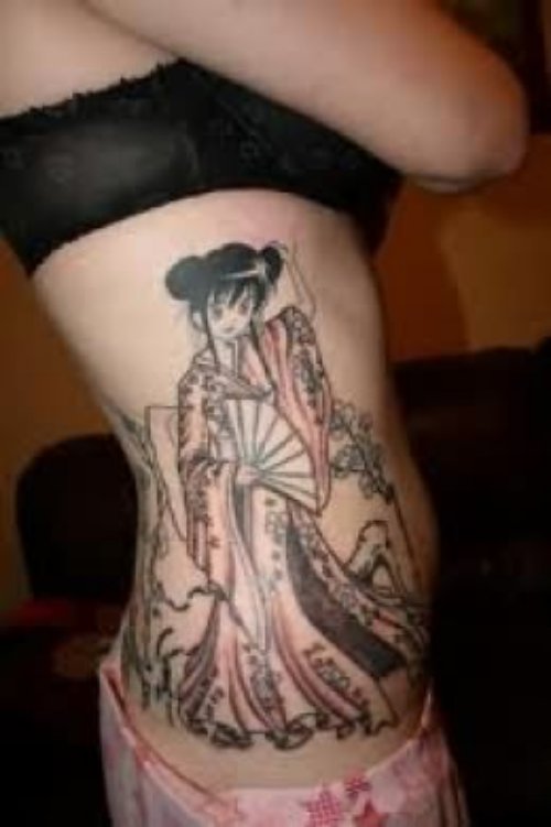 Geisha Tattoo For Side Rib