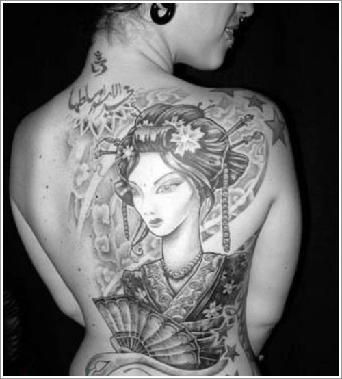 Geisha Tattoo Design For Back