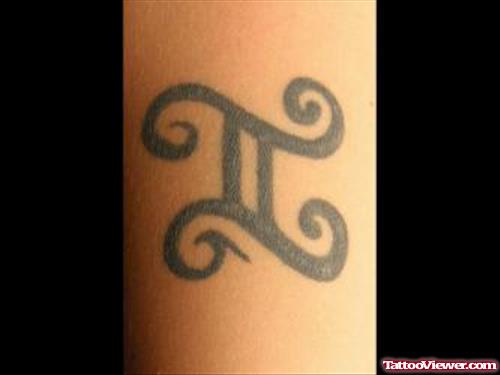 Grey Ink Demini Zodiac Sign Tattoo