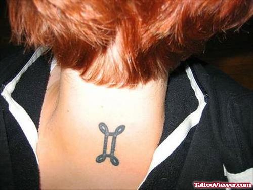 Gemini Zodiac Sign Tattoo On Upperback