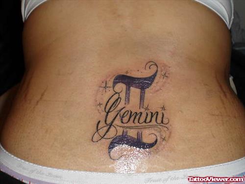 Girl Lowerback Gemini Tattoo For Women