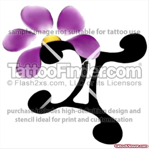 Pink Flower And Gemini Tattoo Design