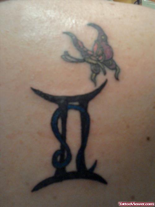 Butterfly And Gemini Zodiac Tattoo