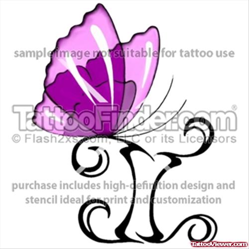 Pink Butterfly And Gemini Tattoo Design
