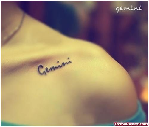 Gemini Tattoo On Collarbone