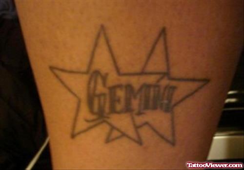 Stars And Gemini Tattoo On Left Bicep