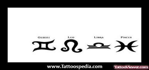 Pisces And Gemini Zodiac Tattoo Design