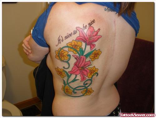 Colored Ink Gemini Tattoo On Back Body
