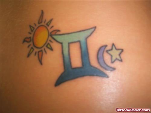 Color Ink Sun and Gemini Tattoo