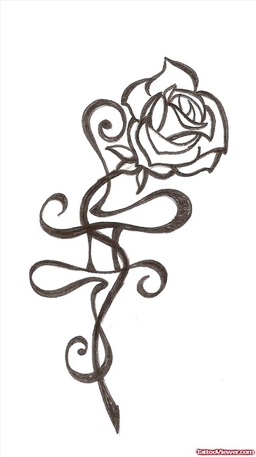 Awful Rose Flower And Gemini Tattoo Design