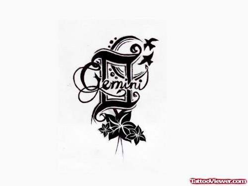 Awesome Black Ink Gemini Tattoo Design