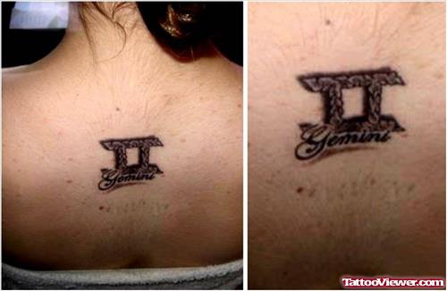 Attractive Gemini Tattoo On Upperback