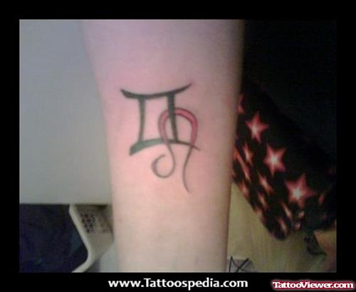 Leo and Gemini Zodiac Sign Tattoo on Arm