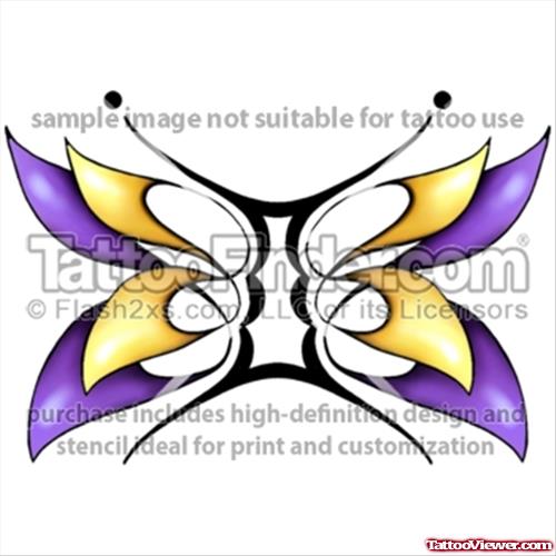 Color Butterfly Gemini Tattoo Design