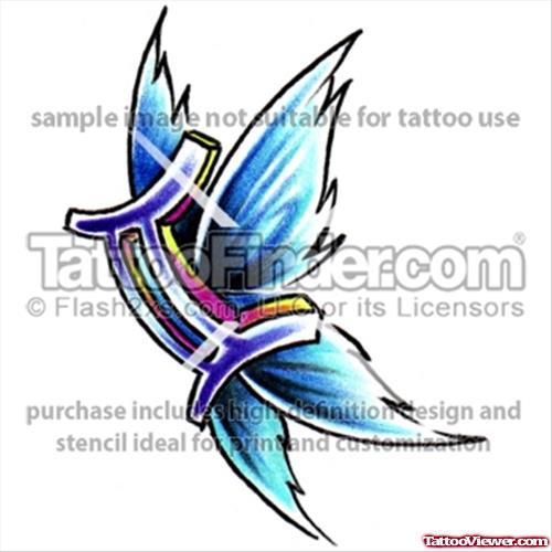 Butterfly Winged Gemini Tattoo Design