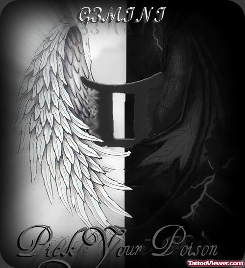Angel And Devil Winged Gemini Tattoo Design