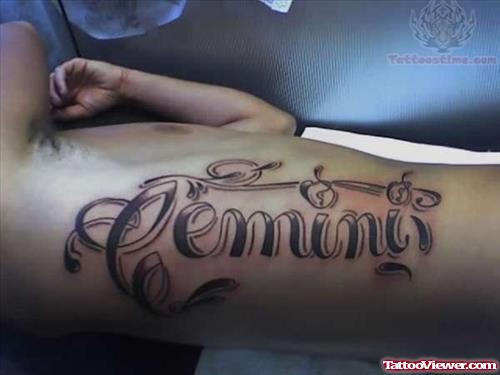 Gemini Side Rib Tattoo