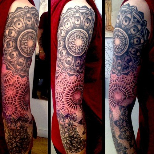Attractive Geometric Tattoo On Full Sleeve