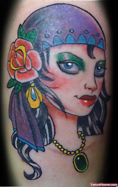 Nice Gypsy Girl Tattoo Design