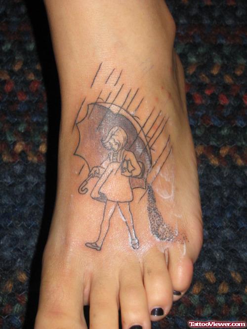 Morton Salt Girl Tattoo On Left Foot