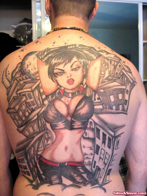 Sexy Girl Tattoo On Full Back
