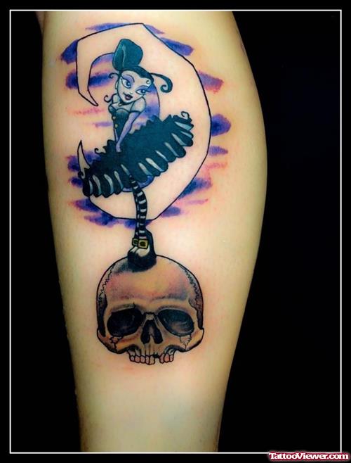 Pin Up Girl n Skull Tattoo Design