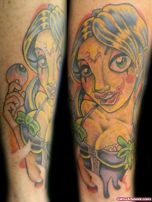 Evil Clown Girl Tattoo Design
