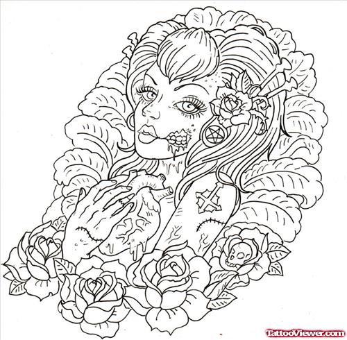 Zombie Girl Tattoo Sample
