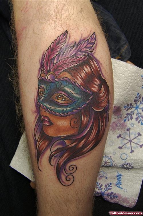 Masked Girl Tattoo Design