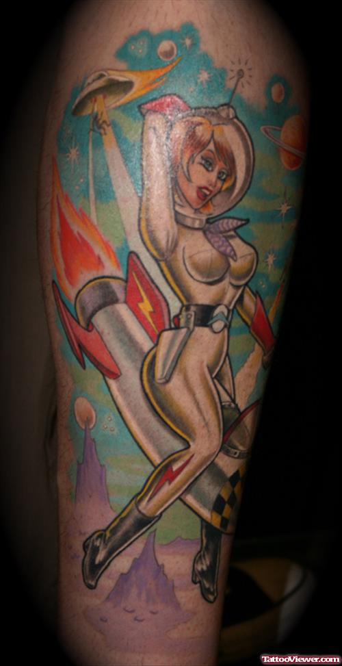 Space Girl Tattoo Design