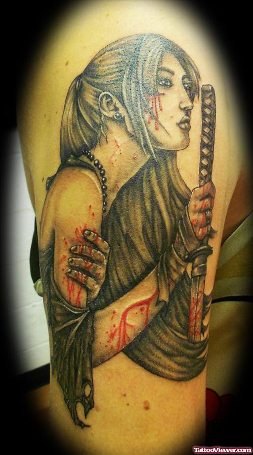 Samurai Girl Tattoo Design
