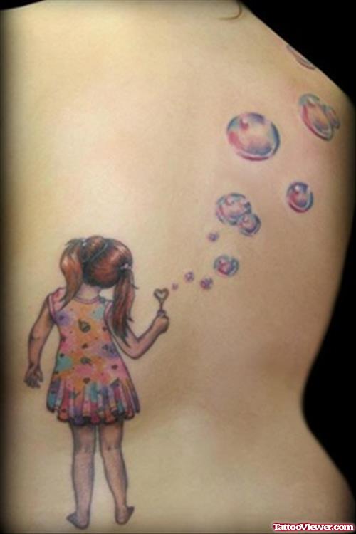 Little Girl Tattoo On Back