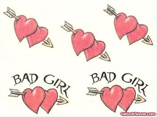 Bad Girl Hearts Tattoo Design