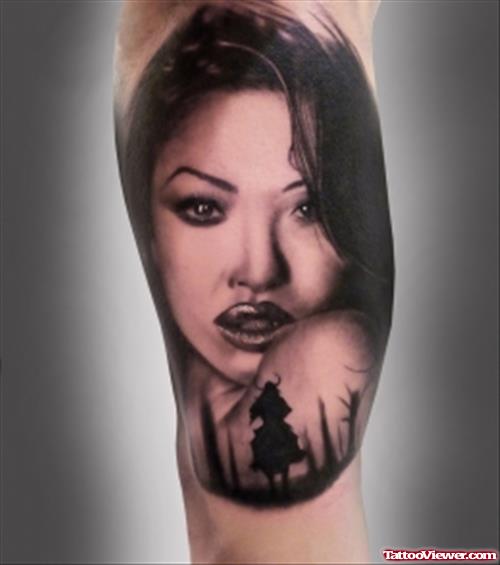 Geisha Girl Portrait Tattoo Design