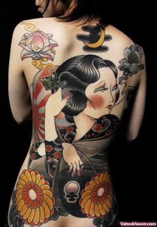 Huge Girl Tattoo On Back